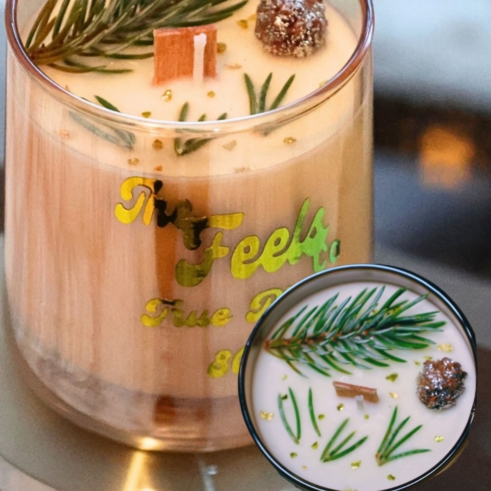 Scented True Pine Candle | Aromatherapy Bliss with Eco-Friendly Repurpose jars